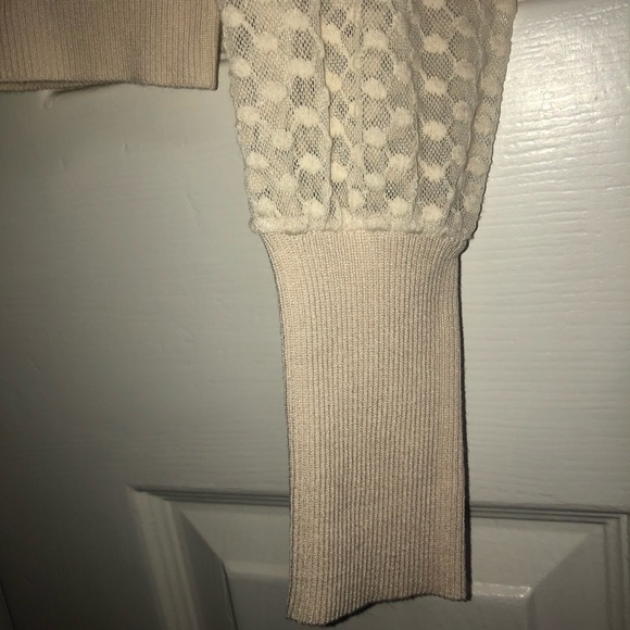 NWOT Zara Cream Turtle Neck Mesh Long Sleeves - Picture 4 of 6